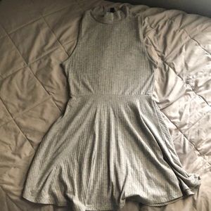 Grey high neck casual skater dress